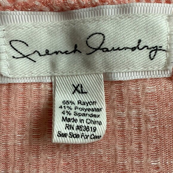 French Laundry Coral White Stripe Short Sleeve Top with Button Details Size‎ XL - Picture 4 of 5